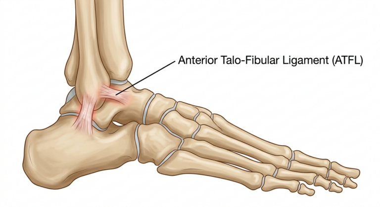 Anatomy Diagram highlighting the ATFL