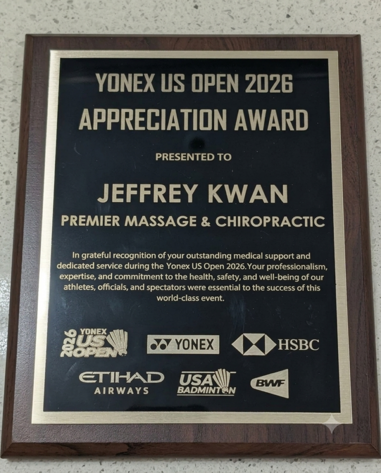 Appreciation Award plaque for Premier Massage & Chiropractic of Arcadia